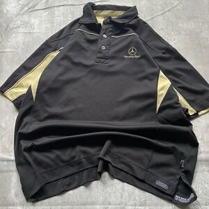 Mercedes-Benz Saints Polo Shirt Mens XL Black Pro Celebrity Sports EUC